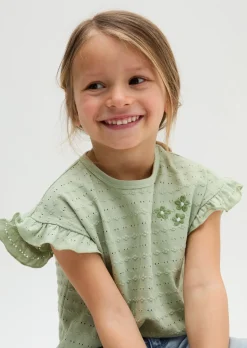 KIDS-GIRLS T-Shirt mit zartem Lochmuster