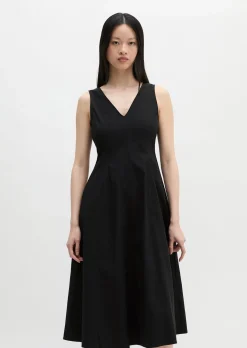Kleid mit ausgestelltem Rock aus Popeline-Stretch