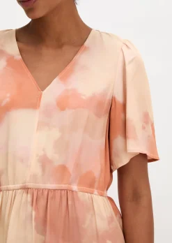 Kleid mit elastischer Taille flared aus fließendem Viskose-Twill