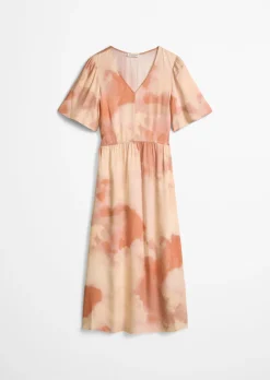 Kleid mit elastischer Taille flared aus fließendem Viskose-Twill