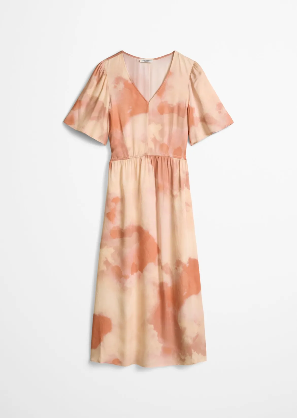 Kleid mit elastischer Taille flared aus fließendem Viskose-Twill