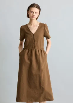 Kleid regular aus Leinen-Baumwolle-Mix