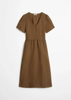 Kleid regular aus Leinen-Baumwolle-Mix