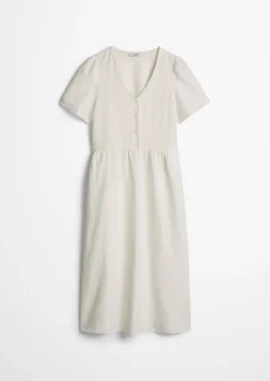 Kleid regular aus Leinen-Baumwolle-Mix