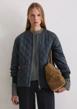 Kragenlose Steppjacke relaxed aus recyceltem Polyester