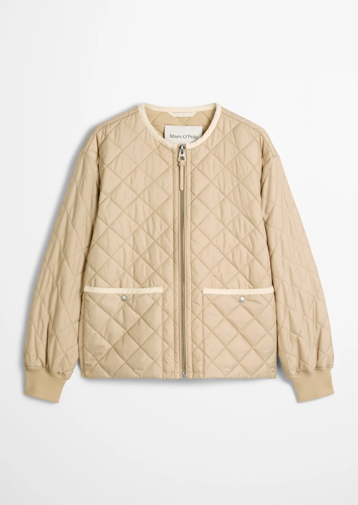 Kragenlose Steppjacke relaxed aus recyceltem Polyester