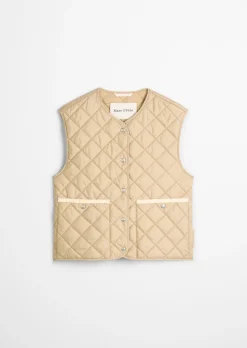 Kragenlose Steppweste regular aus recyceltem Polyester