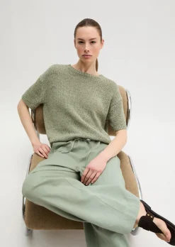 Kurzarm Pullover loose aus Bändchengarn