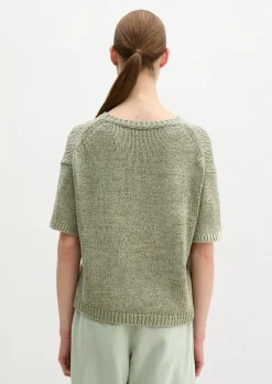 Kurzarm Pullover loose aus Bändchengarn