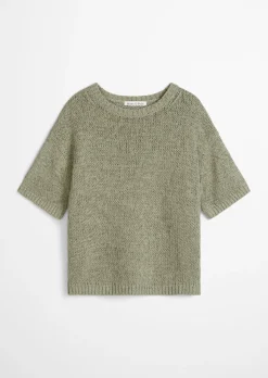 Kurzarm Pullover loose aus Bändchengarn