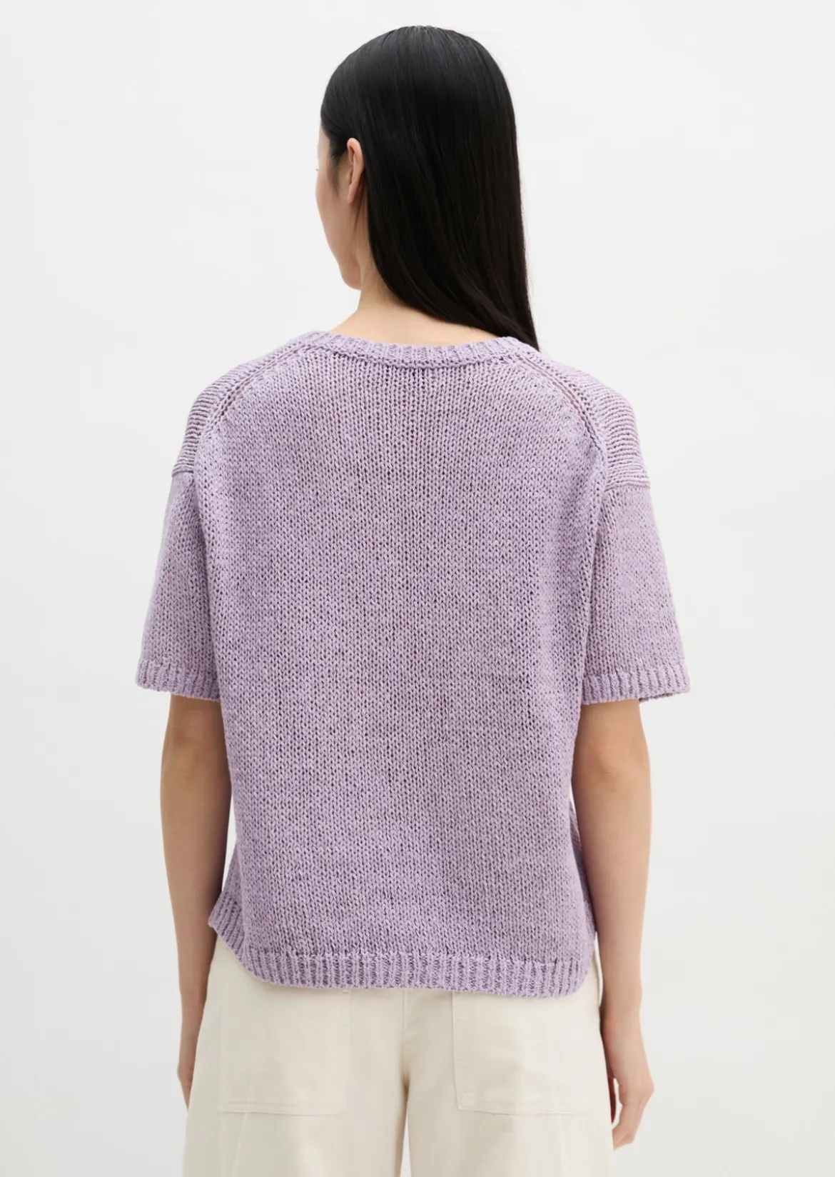 Kurzarm Pullover loose aus Bändchengarn
