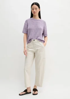 Kurzarm Pullover loose aus Bändchengarn