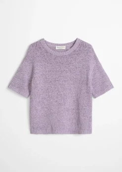 Kurzarm Pullover loose aus Bändchengarn