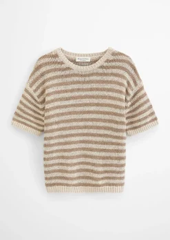 Kurzarm Pullover loose aus Bändchengarn