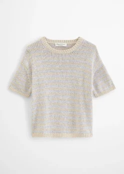 Kurzarm Pullover loose aus Bändchengarn
