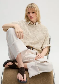 Kurzarm Pullover loose aus Bändchengarn