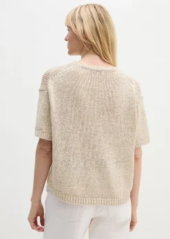 Kurzarm Pullover loose aus Bändchengarn