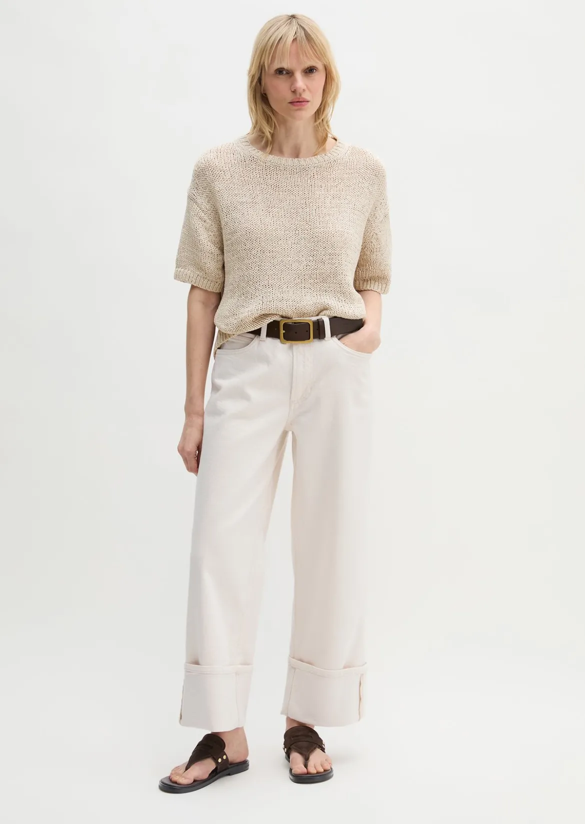 Kurzarm Pullover loose aus Bändchengarn
