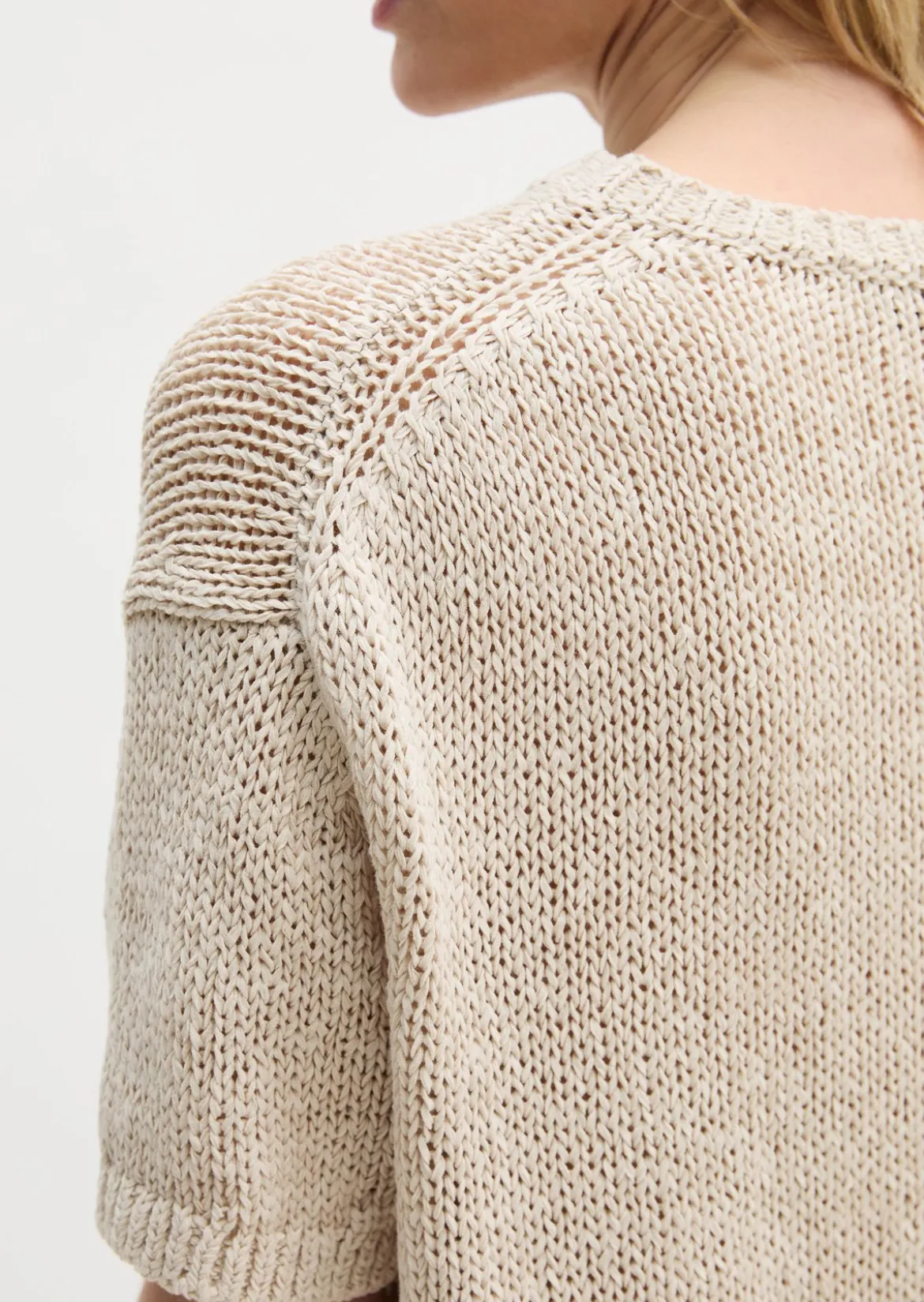 Kurzarm Pullover loose aus Bändchengarn