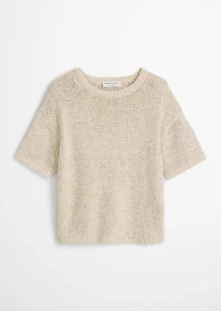 Kurzarm Pullover loose aus Bändchengarn