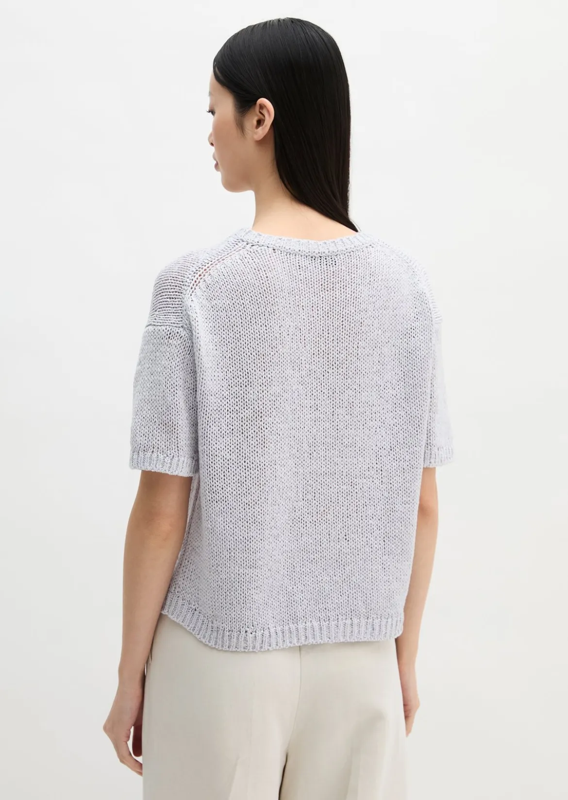 Kurzarm Pullover loose aus Bändchengarn