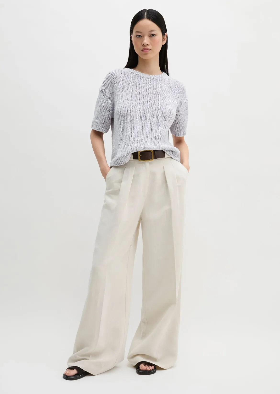 Kurzarm Pullover loose aus Bändchengarn