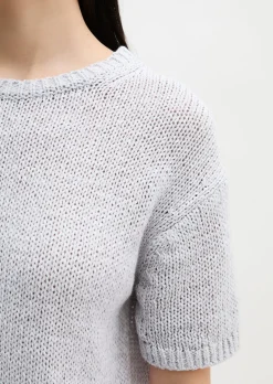 Kurzarm Pullover loose aus Bändchengarn