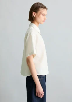 Kurzarm-Bluse relaxed aus Leinen-Baumwolle-Mix