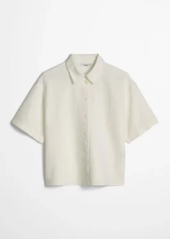 Kurzarm-Bluse relaxed aus Leinen-Baumwolle-Mix