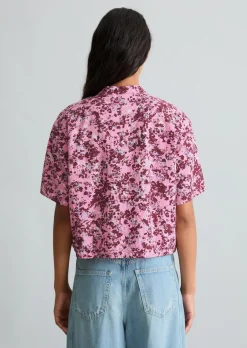 Kurzarm-Bluse relaxed aus bedrucktem Viskose-Mix