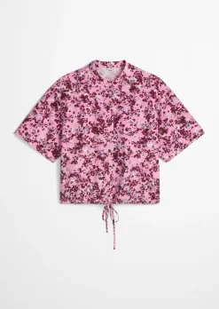 Kurzarm-Bluse relaxed aus bedrucktem Viskose-Mix
