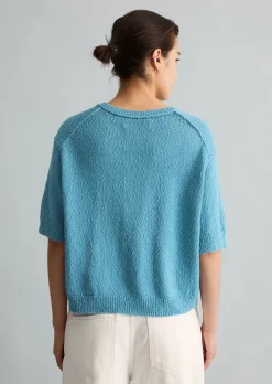 Kurzarm-Cardigan regular aus Cotton Slub Garn