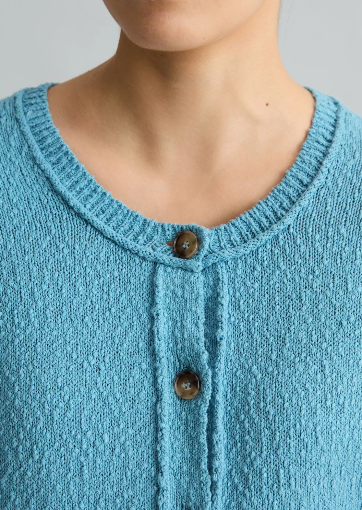 Kurzarm-Cardigan regular aus Cotton Slub Garn