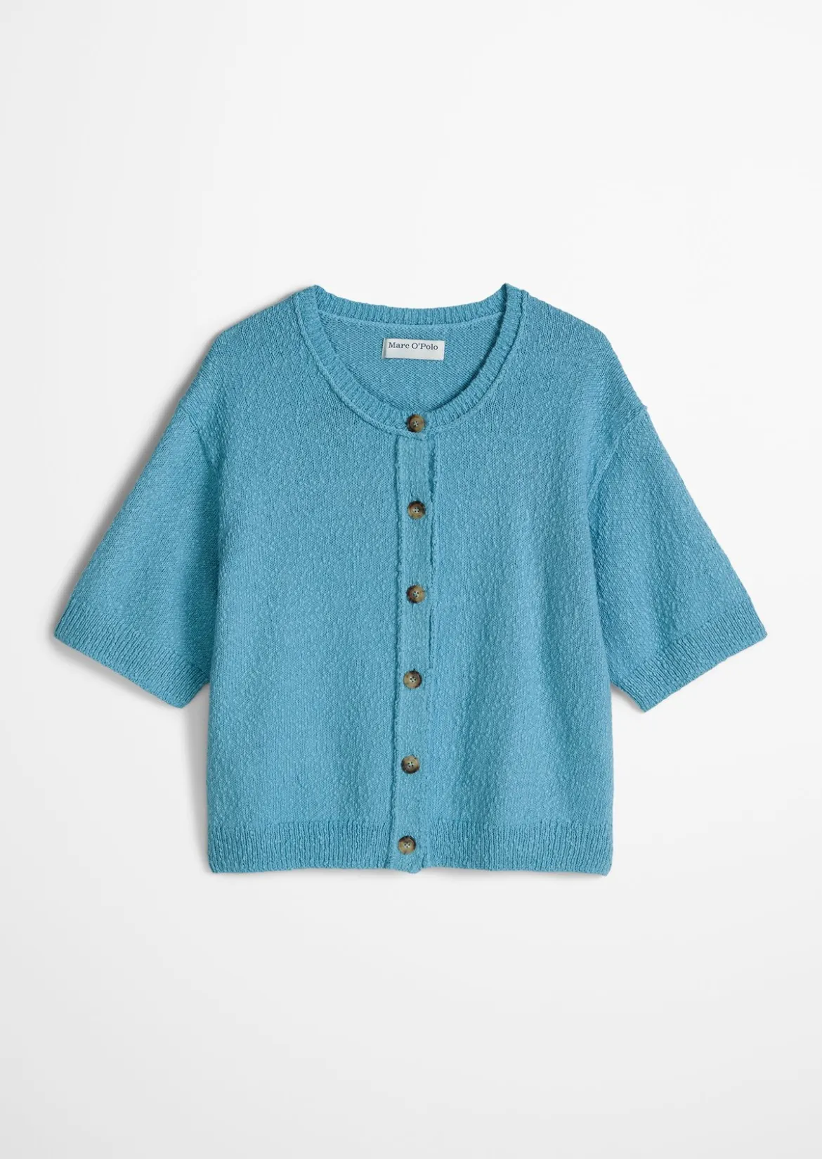 Kurzarm-Cardigan regular aus Cotton Slub Garn