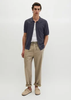 Kurzarm-Cardigan regular aus Bio-Baumwolle und Leinen