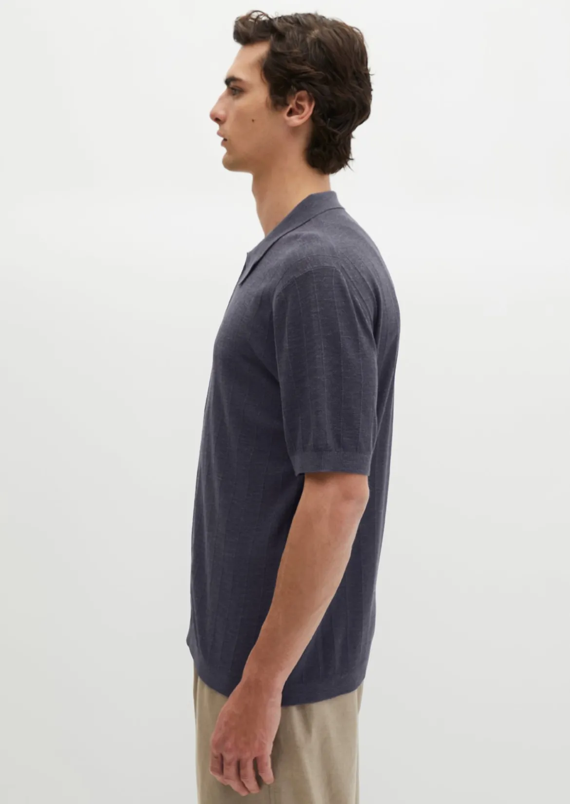 Kurzarm-Cardigan regular aus Bio-Baumwolle und Leinen