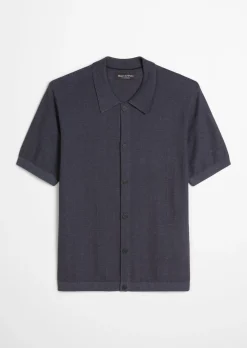 Kurzarm-Cardigan regular aus Bio-Baumwolle und Leinen