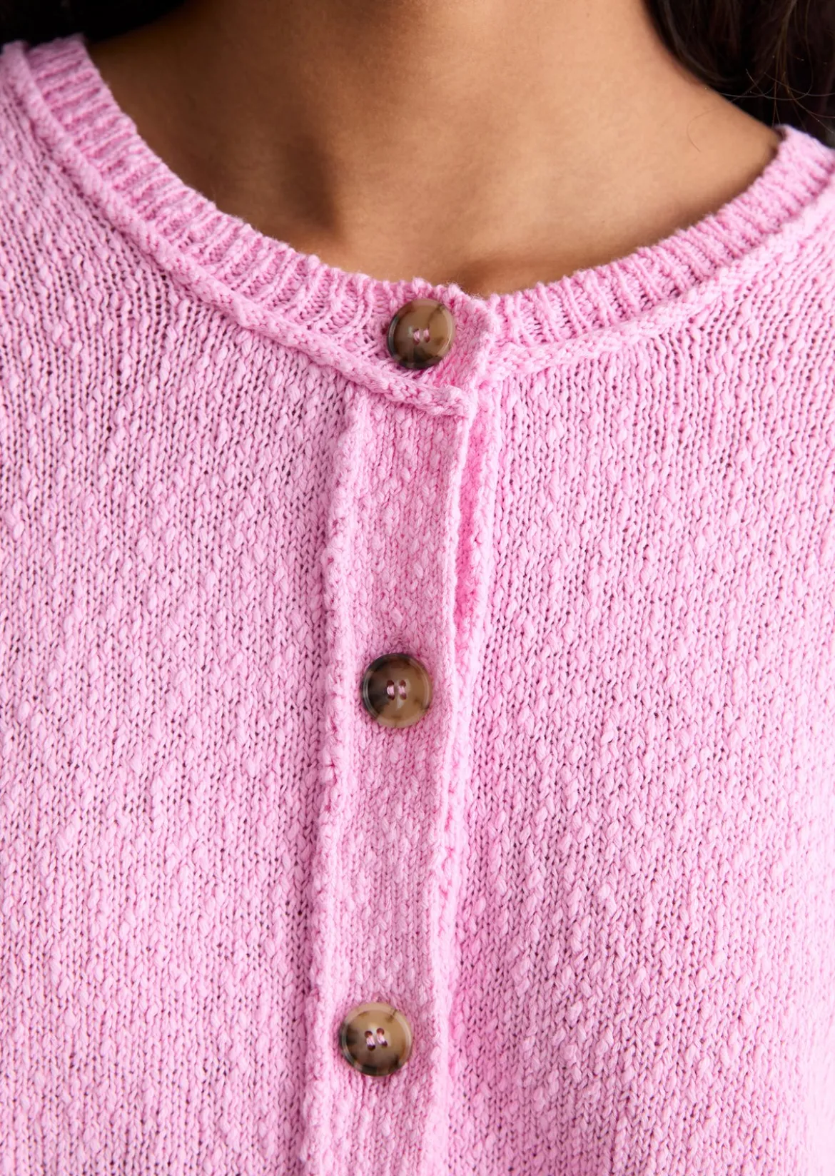 Kurzarm-Cardigan regular aus Cotton Slub Garn