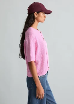Kurzarm-Cardigan regular aus Cotton Slub Garn
