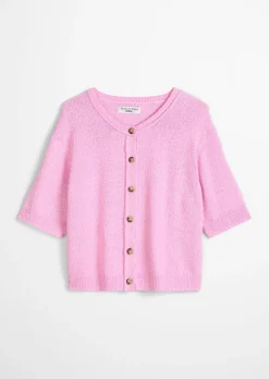 Kurzarm-Cardigan regular aus Cotton Slub Garn
