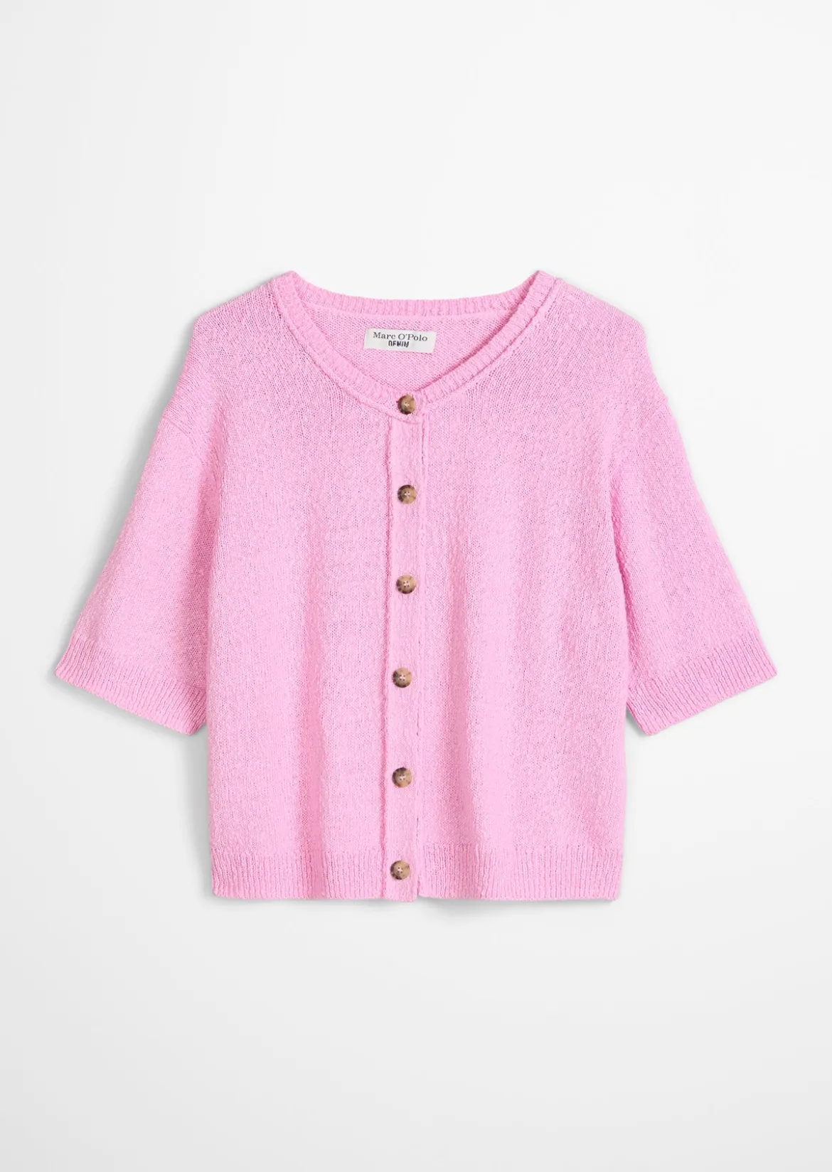 Kurzarm-Cardigan regular aus Cotton Slub Garn
