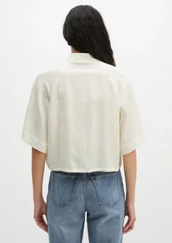 Kurzarm-Crinkle-Bluse relaxed aus LENZING™ ECOVERO™