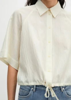 Kurzarm-Crinkle-Bluse relaxed aus LENZING™ ECOVERO™