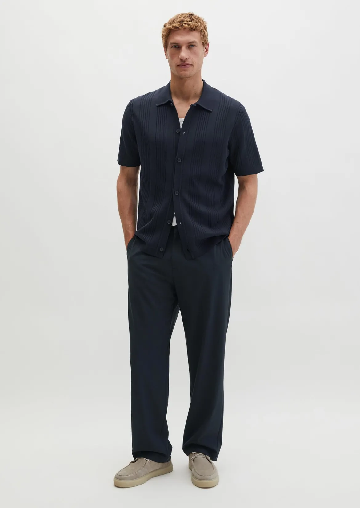 Kurzarm-Feinstrickshirt DFB Travel Collection aus reiner Bio-Baumwolle