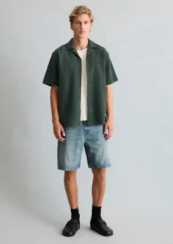 Kurzarm-Hemd regular aus doppellagigem Bio-Baumwoll-Twill