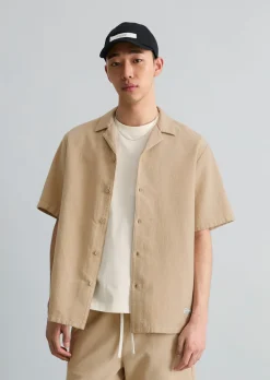 Kurzarm-Hemd regular aus doppellagigem Bio-Baumwoll-Twill