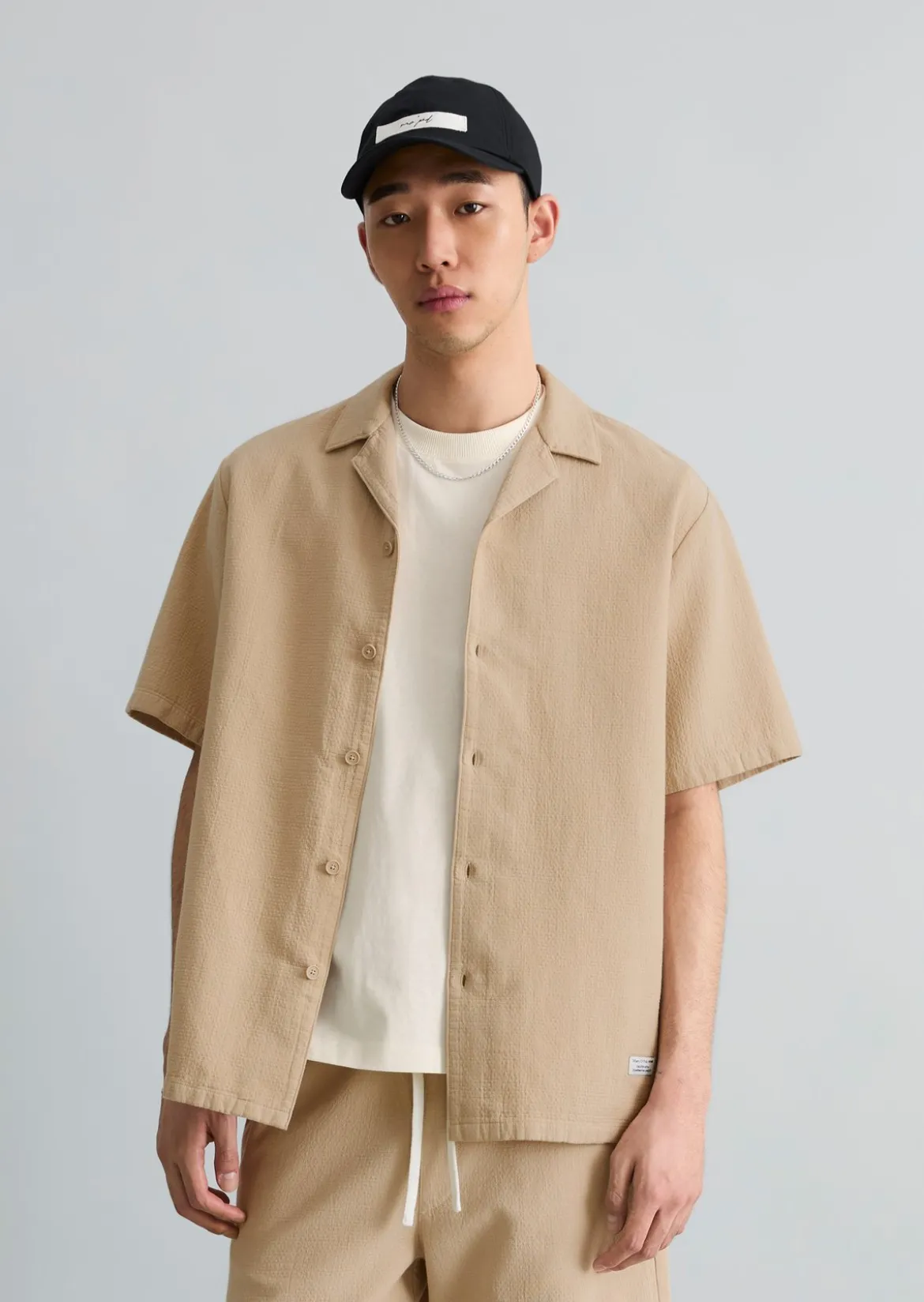 Kurzarm-Hemd regular aus doppellagigem Bio-Baumwoll-Twill