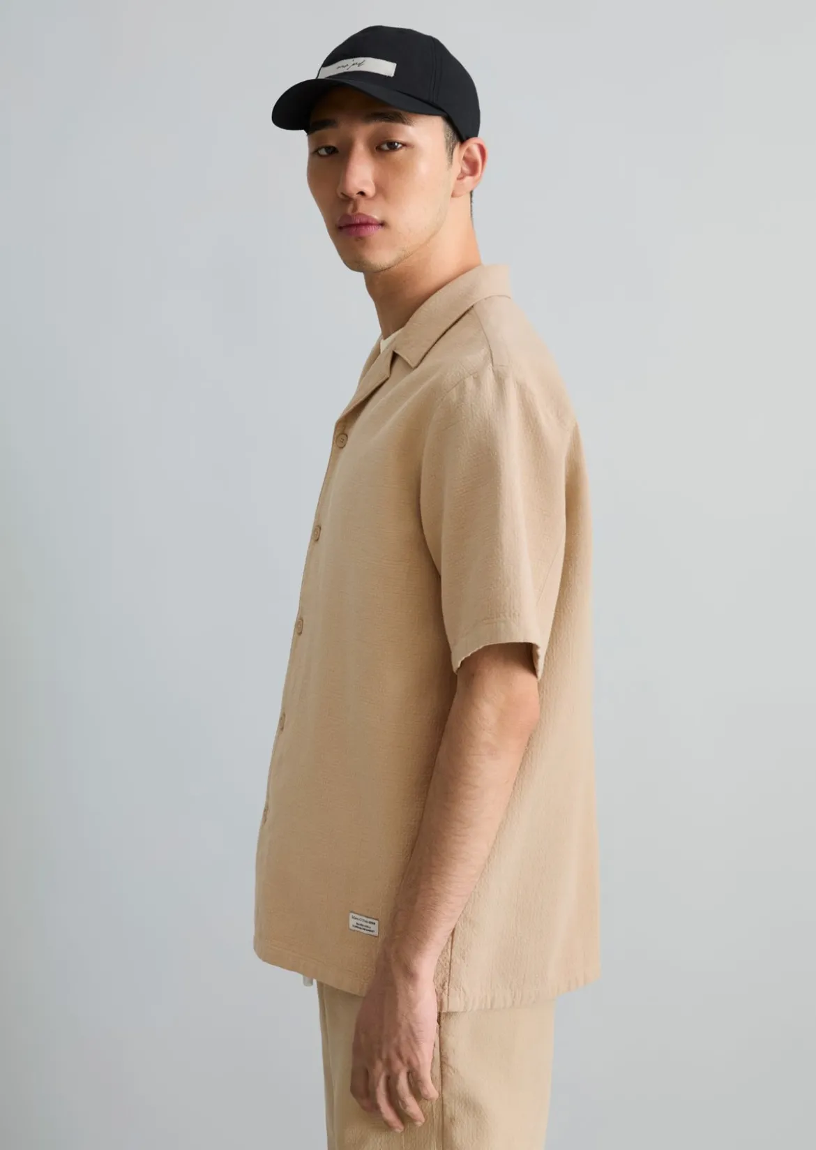 Kurzarm-Hemd regular aus doppellagigem Bio-Baumwoll-Twill