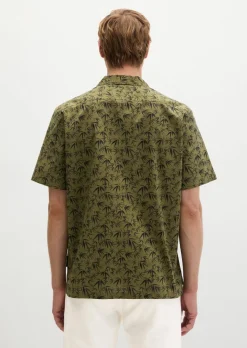 Kurzarm-Hemd regular mit sommerlichem Blattmotiv