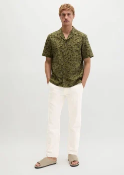 Kurzarm-Hemd regular mit sommerlichem Blattmotiv